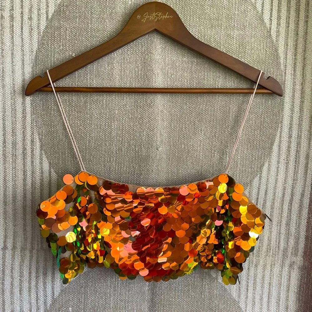 Zara Sequin Crop Top - Picture 3 of 8